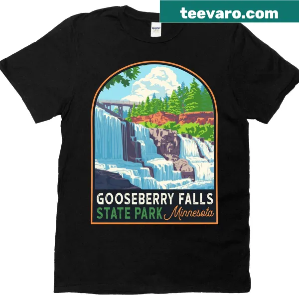 Illustration of Gooseberry Falls State Park on T-shirt
