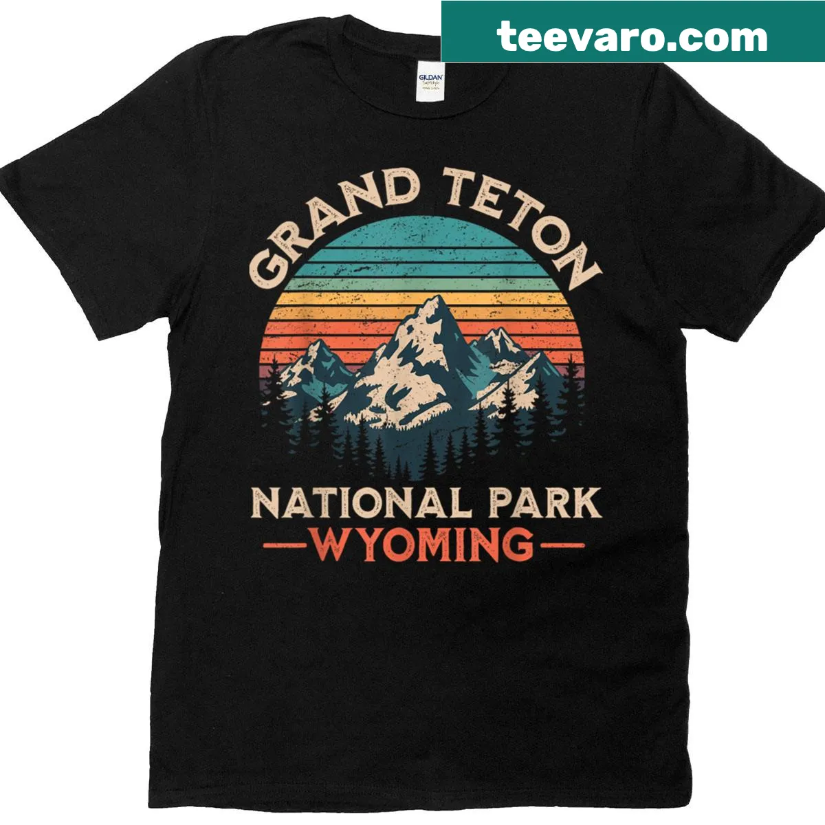 Vintage T-shirt featuring Grand Teton National Park design — on a men's t-shirt