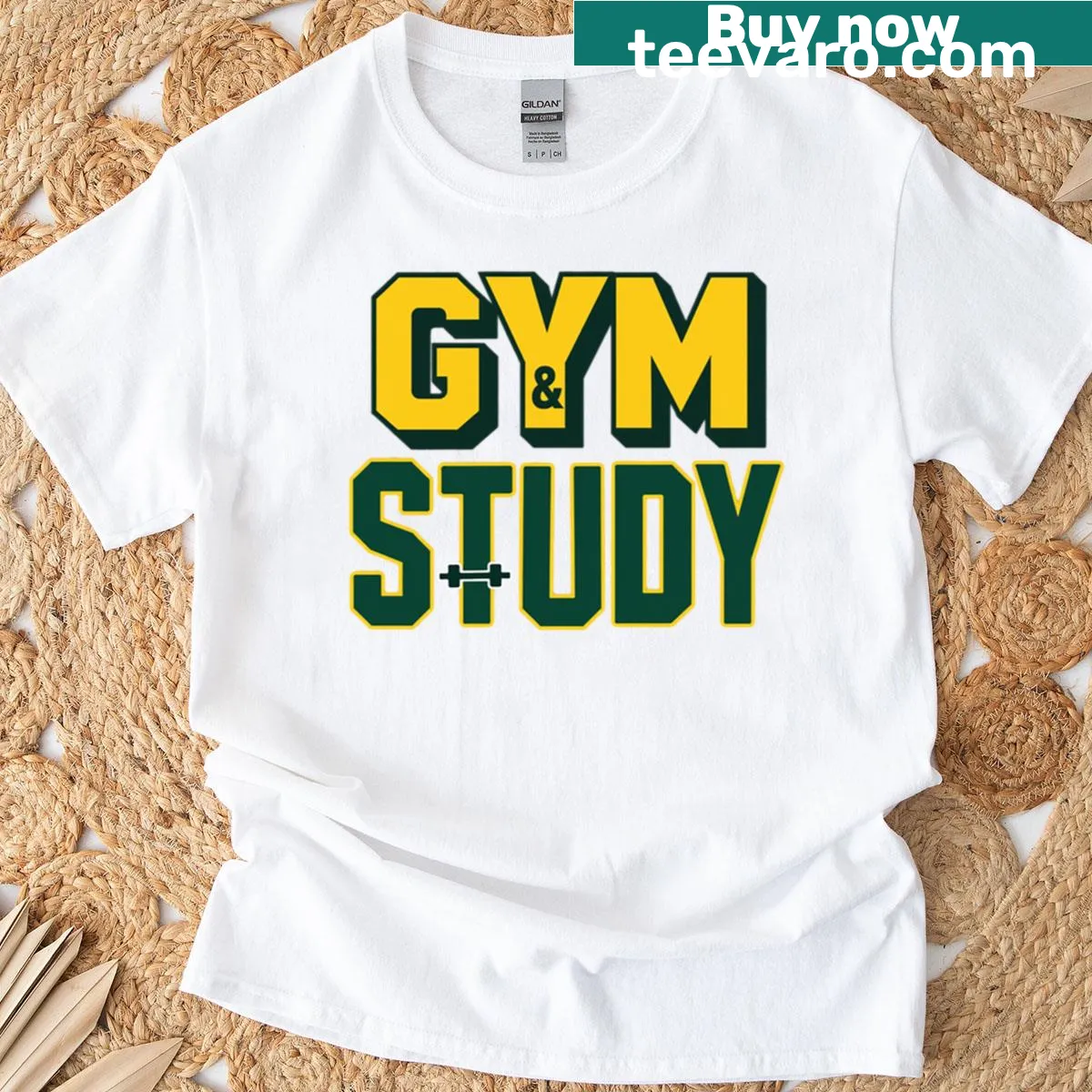 Motivational T-shirt emphasizing fitness and study — on a men's t-shirt