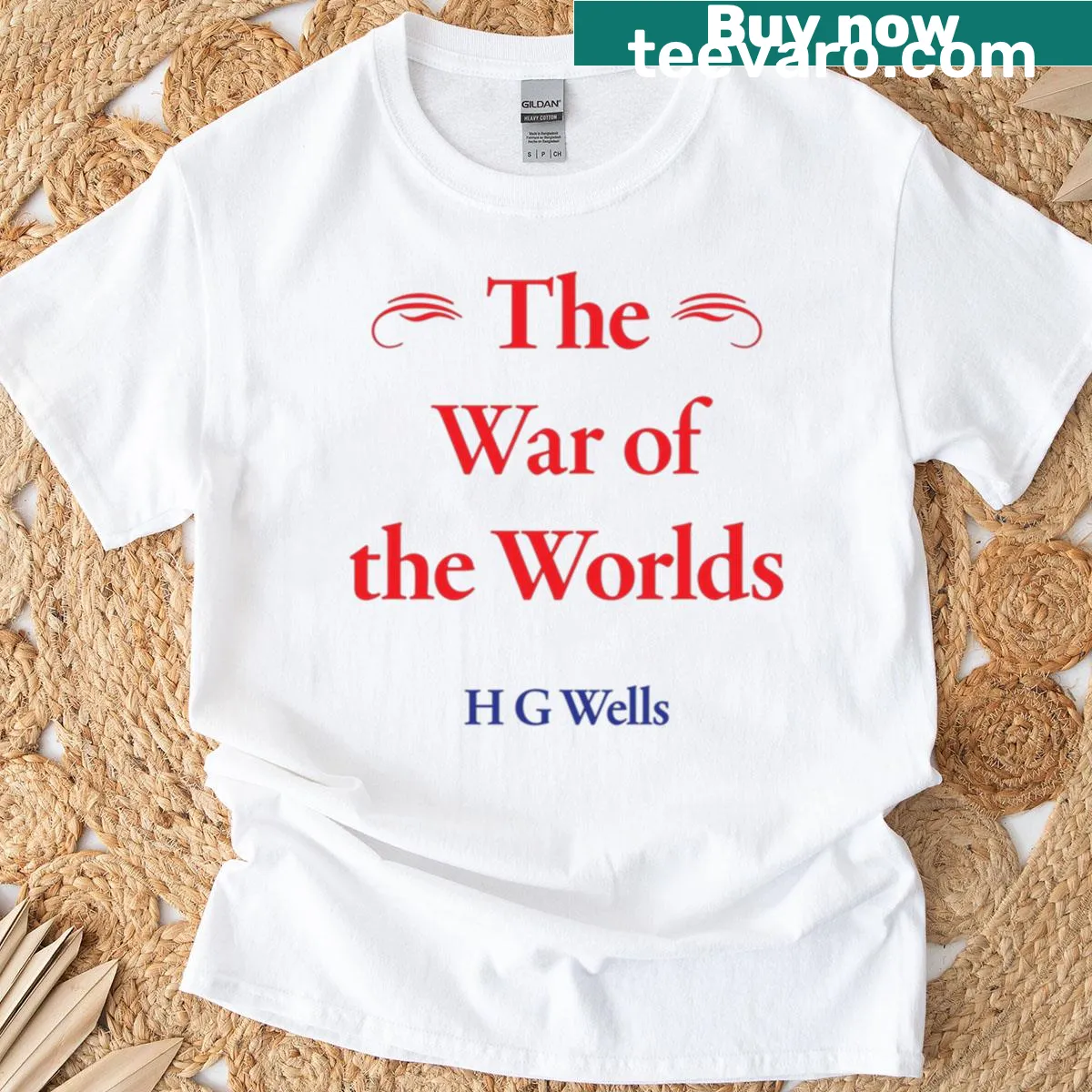 Vintage-style t-shirt inspired by H.G. Wells' The War of the Worlds. — on a men's t-shirt