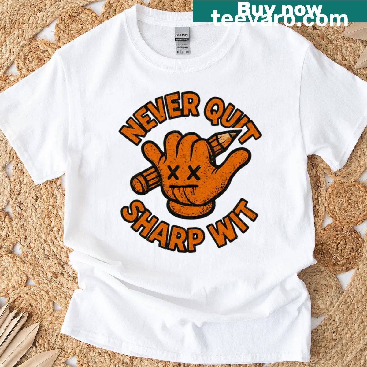 Smiley face sketch and 'Hang Loose' text on T-shirt — on a men's t-shirt