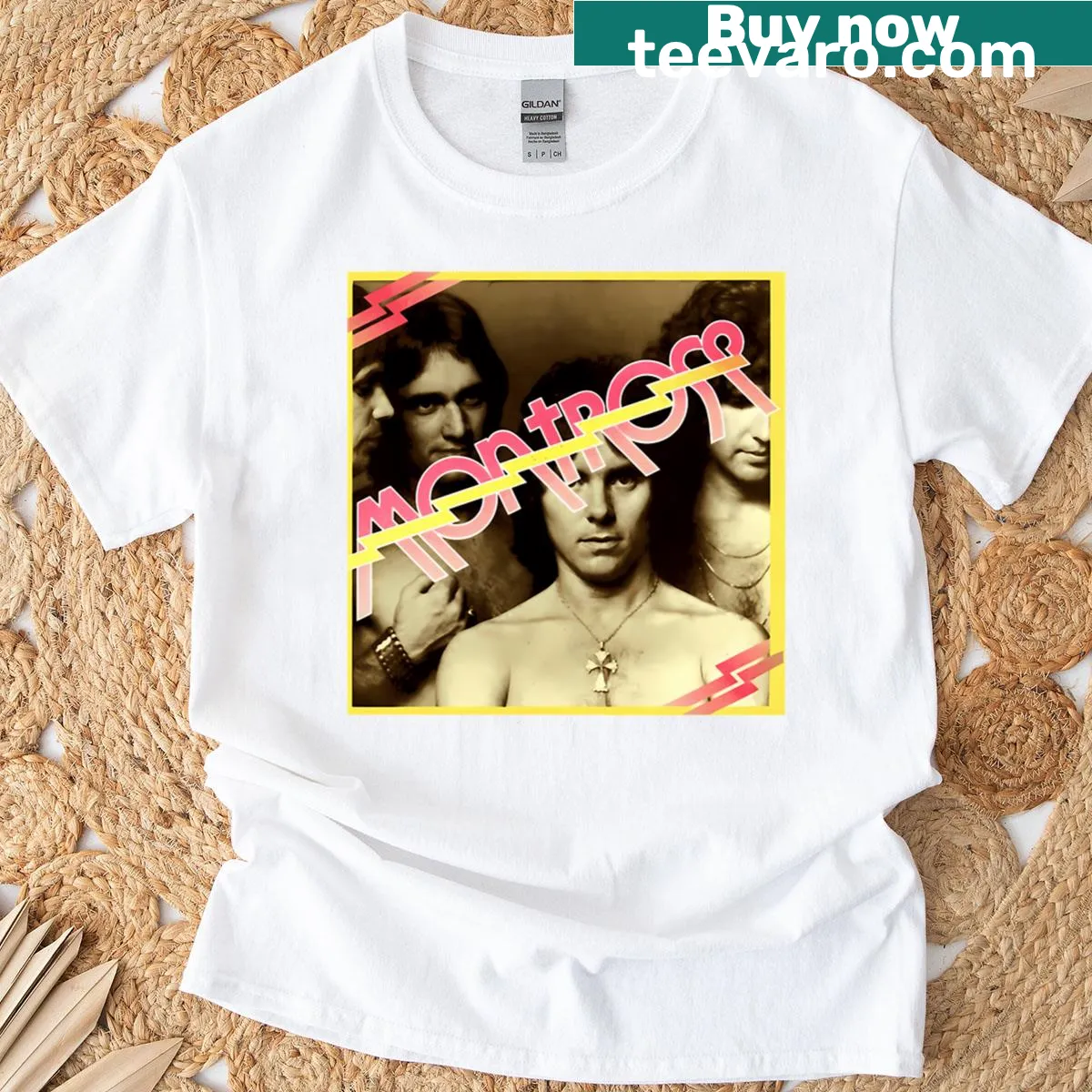 Hard Rock Band Montroses illustrative design T-shirt — on a men's t-shirt