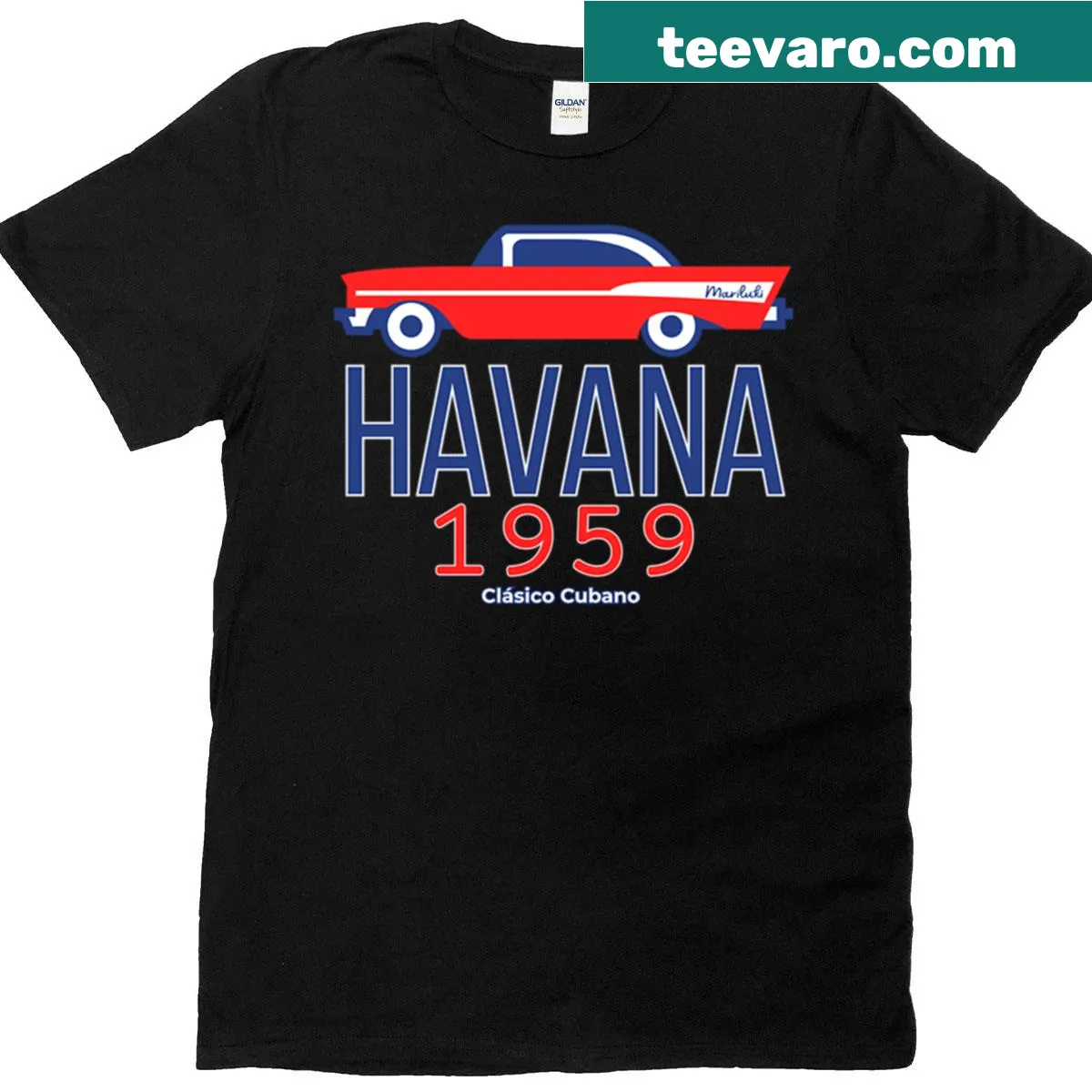Vintage-style Cuban T-shirt with Havana design — on a men's t-shirt