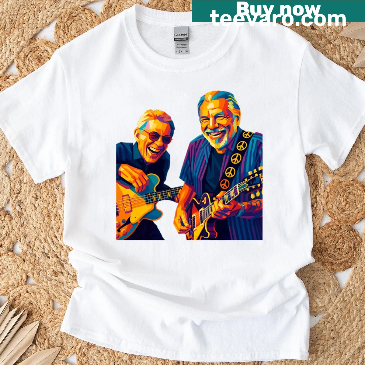 Vintage-style T-shirt with 'Hot Tuna My First Musical Love' text — on a men's t-shirt