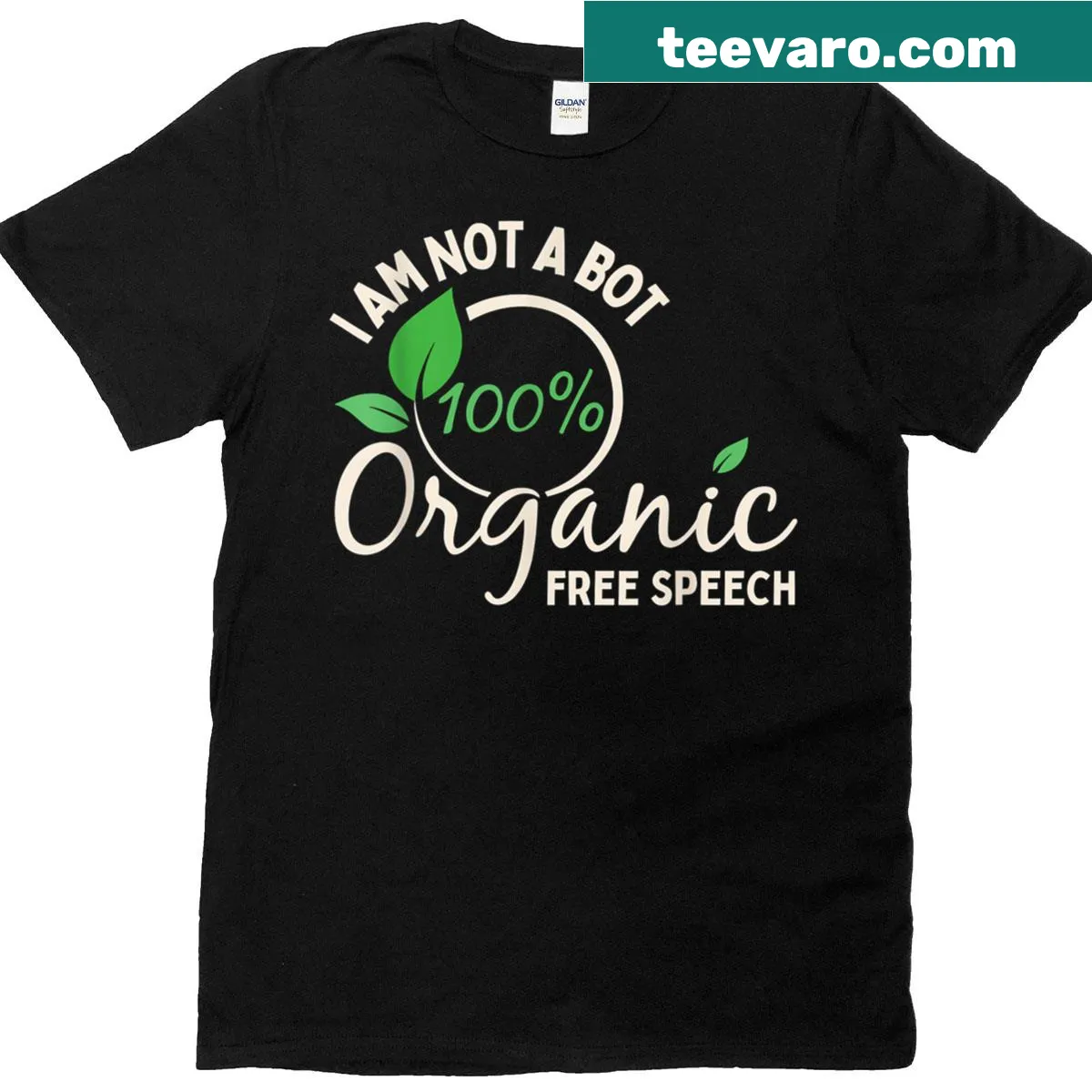 Bold 'I Am Not A Bot' t-shirt with organic text design — on a men's t-shirt