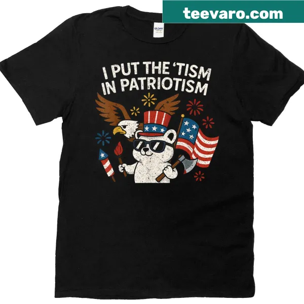 Cartoon t-shirt featuring an eagle and bear with patriotic humor