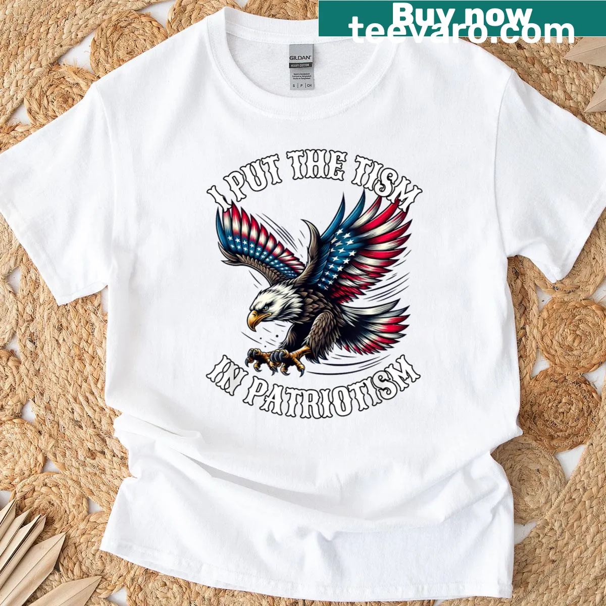 Retro eagle graphic with a humorous phrase on a t-shirt — on a men's t-shirt