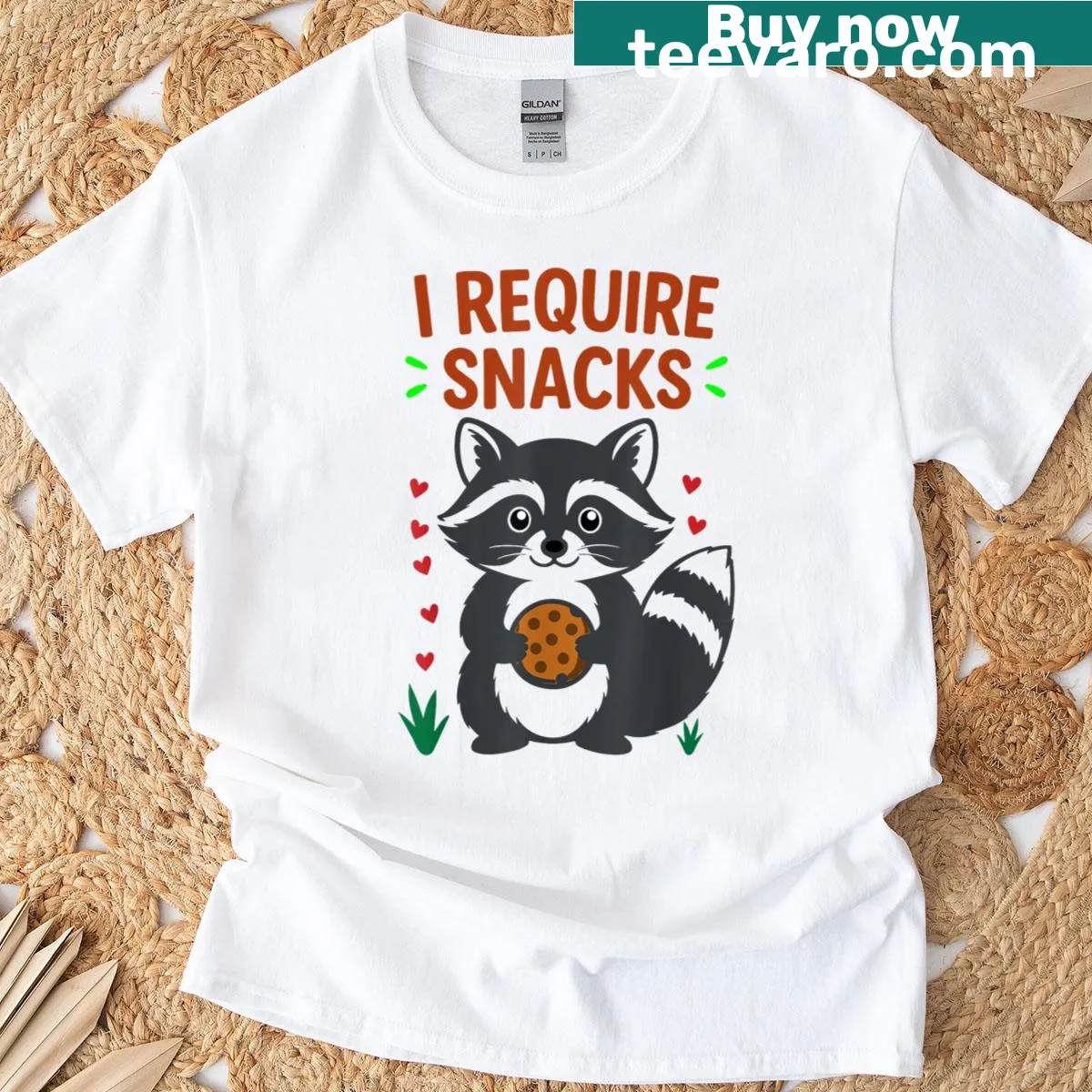 Humorous raccoon t-shirt for cookie lovers — on a men's t-shirt