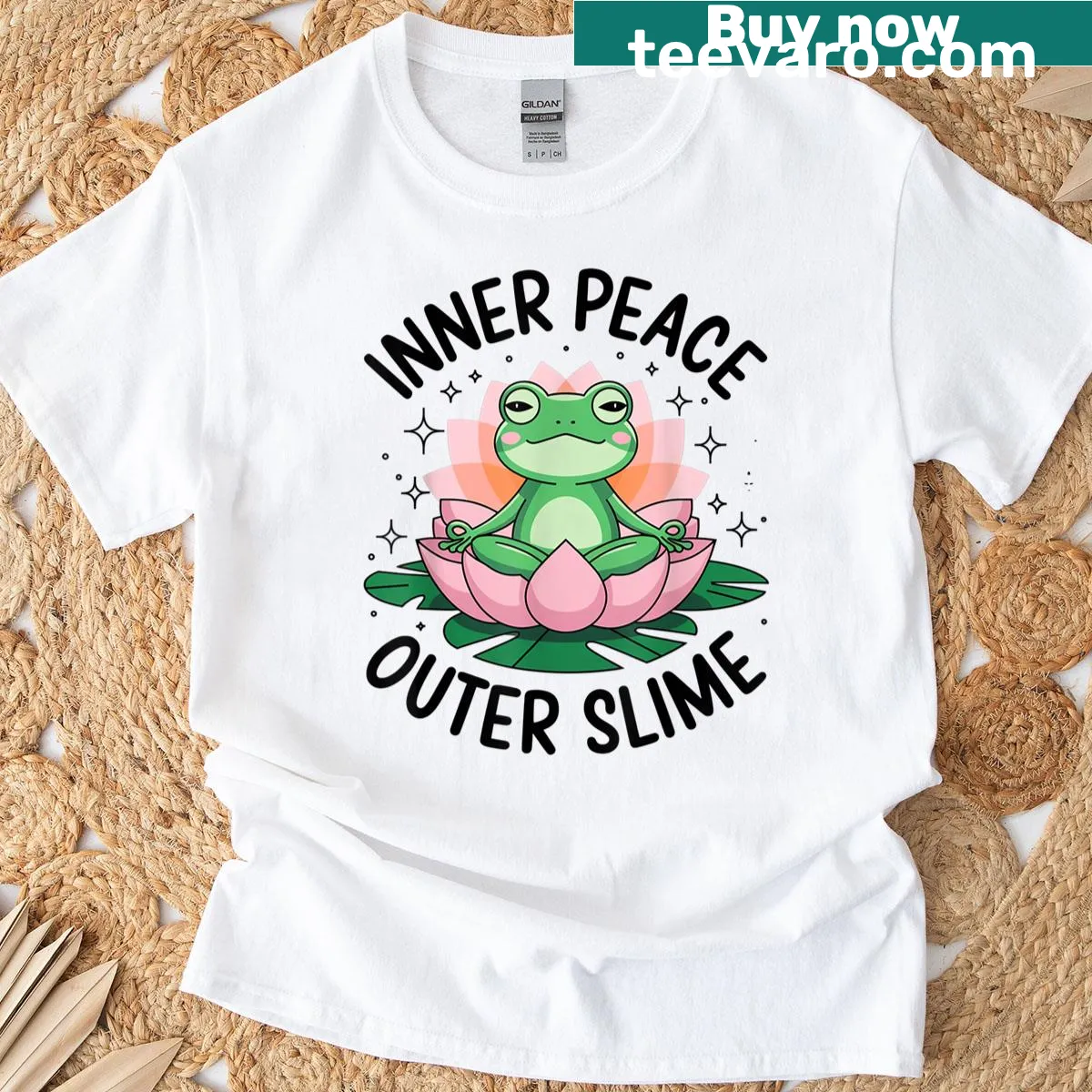 T-shirt featuring humorous Inner Peace Outer Slime graphic — on a men's t-shirt