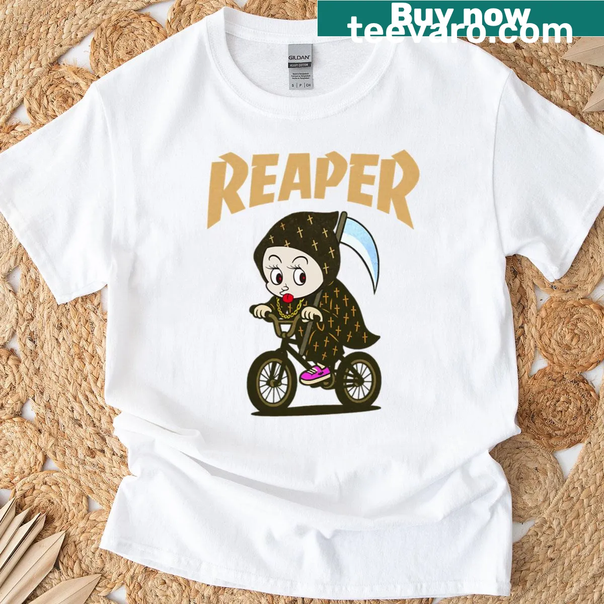 T-shirt with 'Oops' graphic in gold font for playful style — on a men's t-shirt