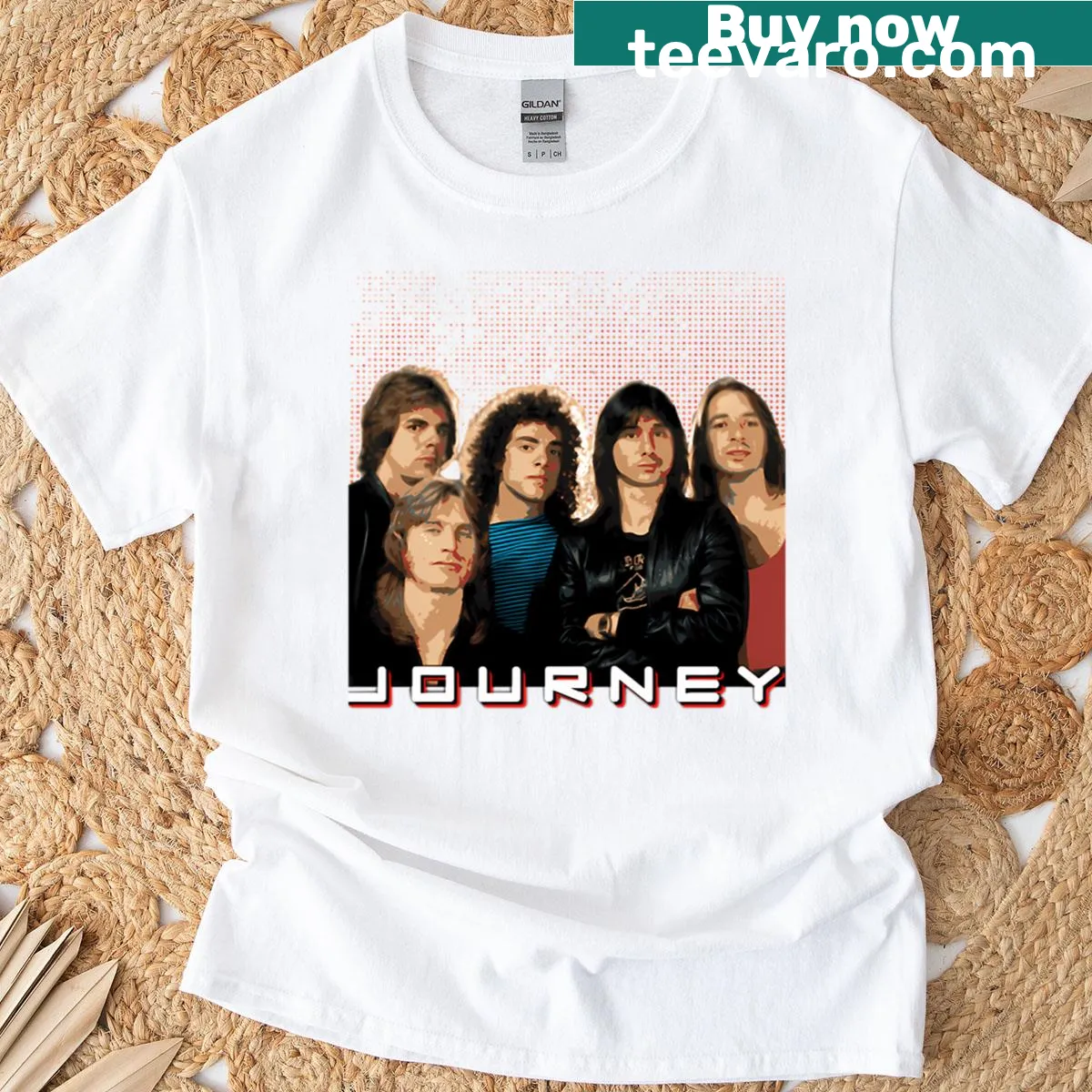 Journey band graphic T-shirt for rock music fans — on a men's t-shirt
