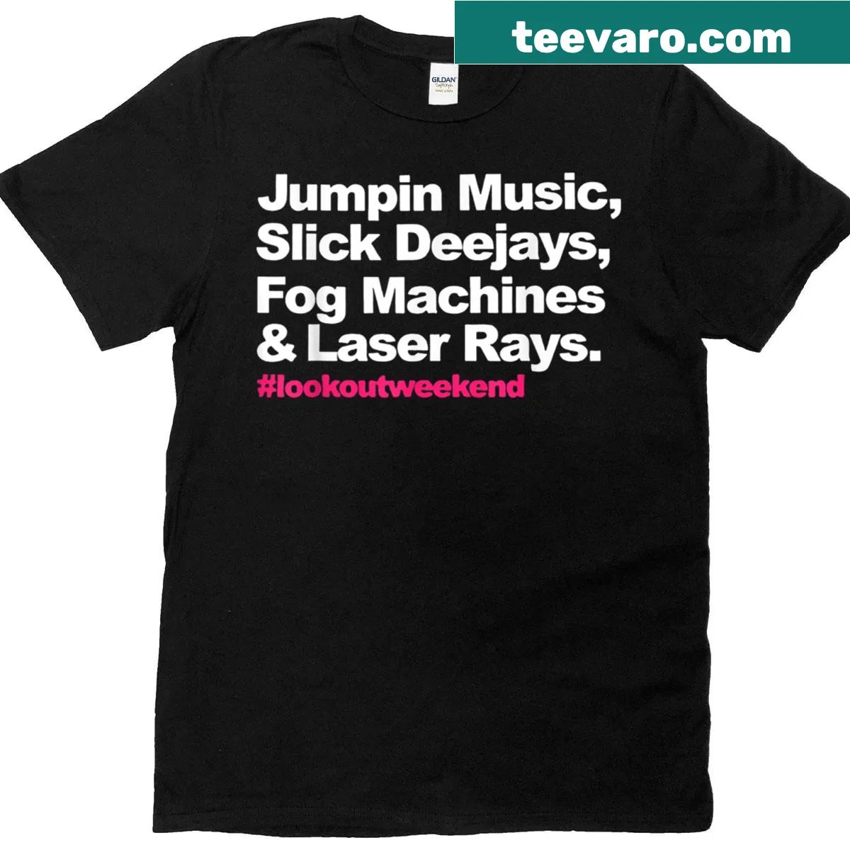 Playful typography celebrating DJs and music culture — on a men's t-shirt
