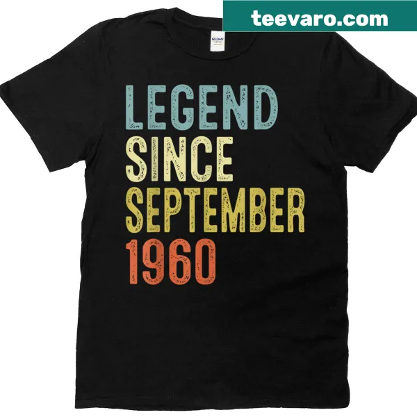 Typography shirt stating 'Legend Since September 1960' for 65th birthday