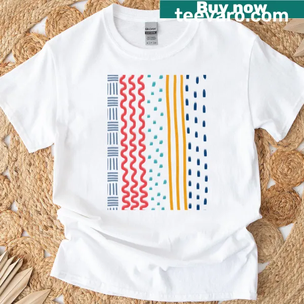 Minimalist t-shirt featuring abstract lines and shapes