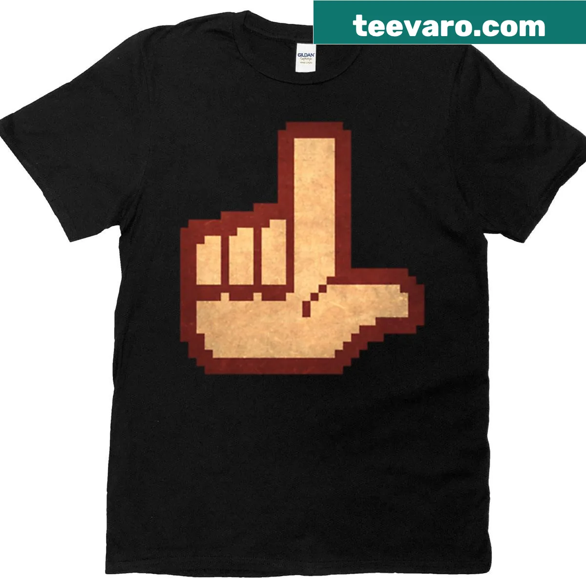 Pixel art T-shirt featuring a hand sign gesture with 'Loser' — on a men's t-shirt