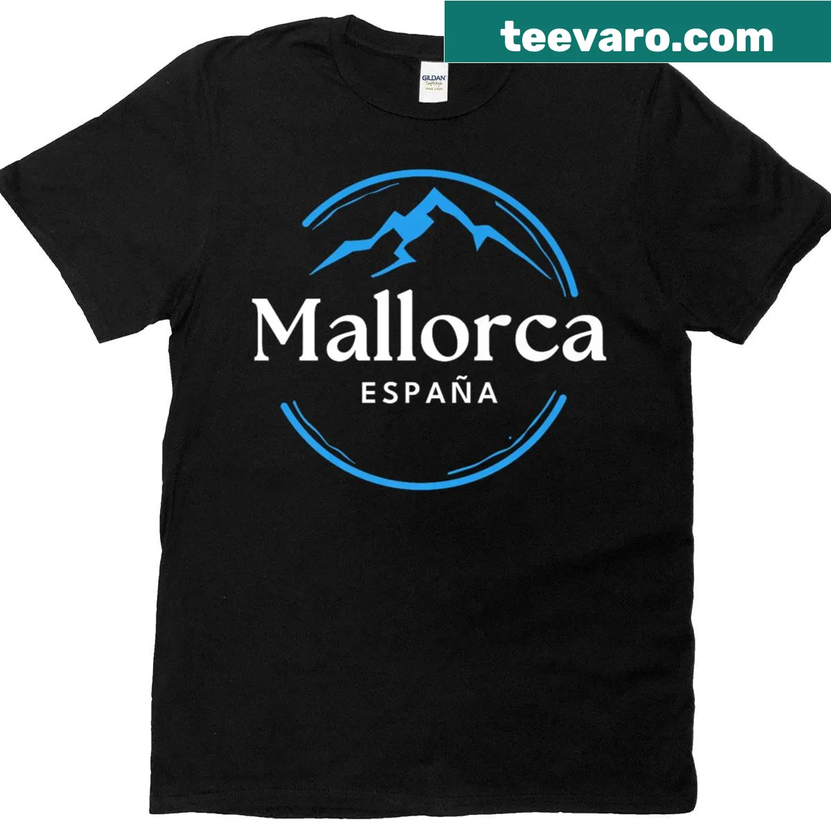 Vintage-style T-shirt with 'Mallorca Espana' text — on a men's t-shirt