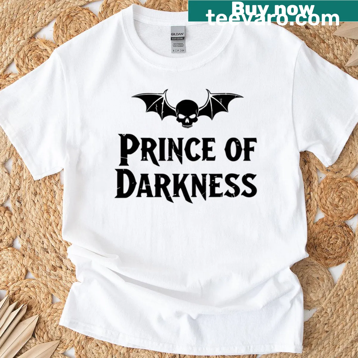 Fan art tribute to the Prince of Darkness on a metal music T-shirt — on a men's t-shirt