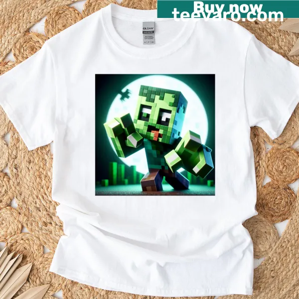 Oversized Minecraft Zombie Creeper graphic t-shirt