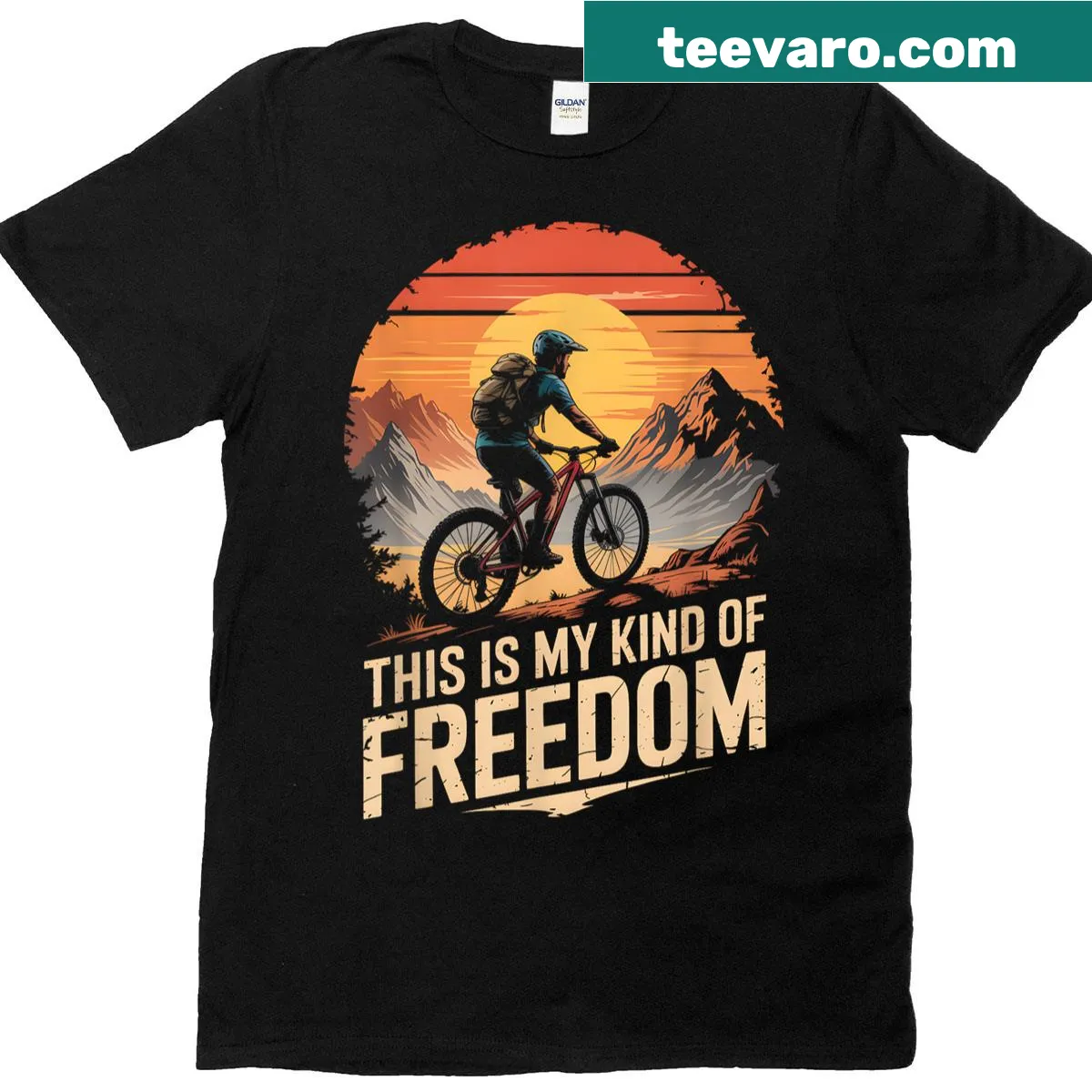 Retro cycling and nature graphic T-shirt for outdoor lovers — on a men's t-shirt