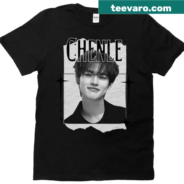 Monochrome K-pop T-shirt featuring NCT Chenle collage