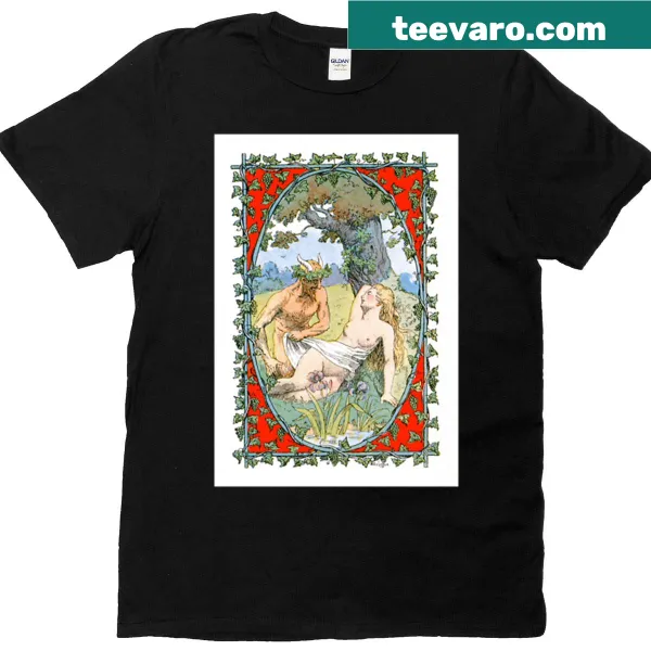 Art-inspired t-shirt featuring nymphs and satyrs illustration