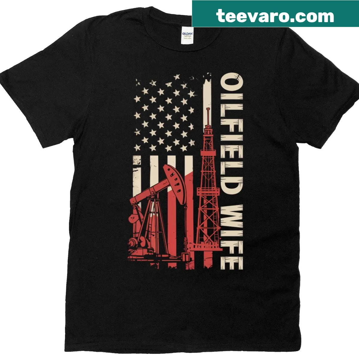 Vintage T-shirt honoring oilfield workers' wives with a dedicated design. — on a men's t-shirt