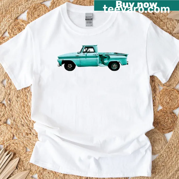 Illustration of an old truck on an oversized T-shirt