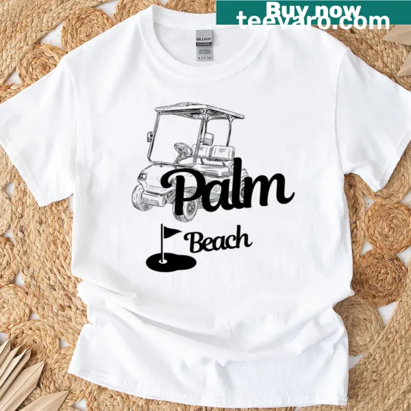Illustrative Palm Beach golfing graphic on T-shirt