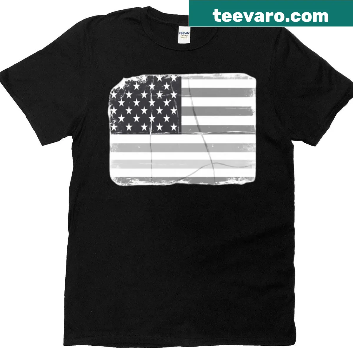 Patriotic t-shirt featuring the USA flag with stars and stripes — on a men's t-shirt