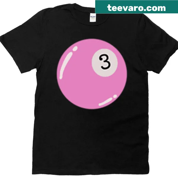 Vintage billiards design T-shirt featuring three pink balls