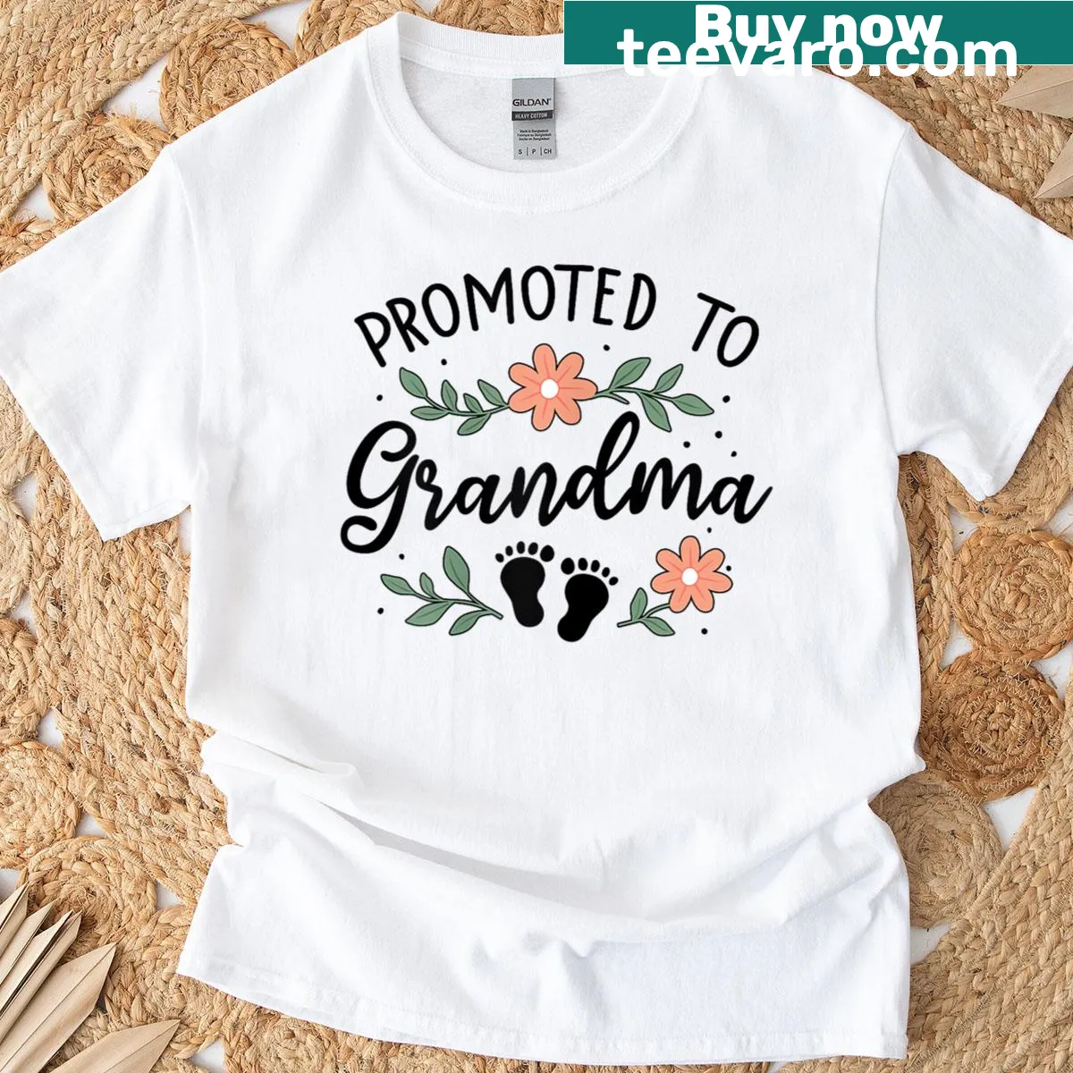 Funny t-shirt announcing promotion to grandma with playful graphics — on a men's t-shirt