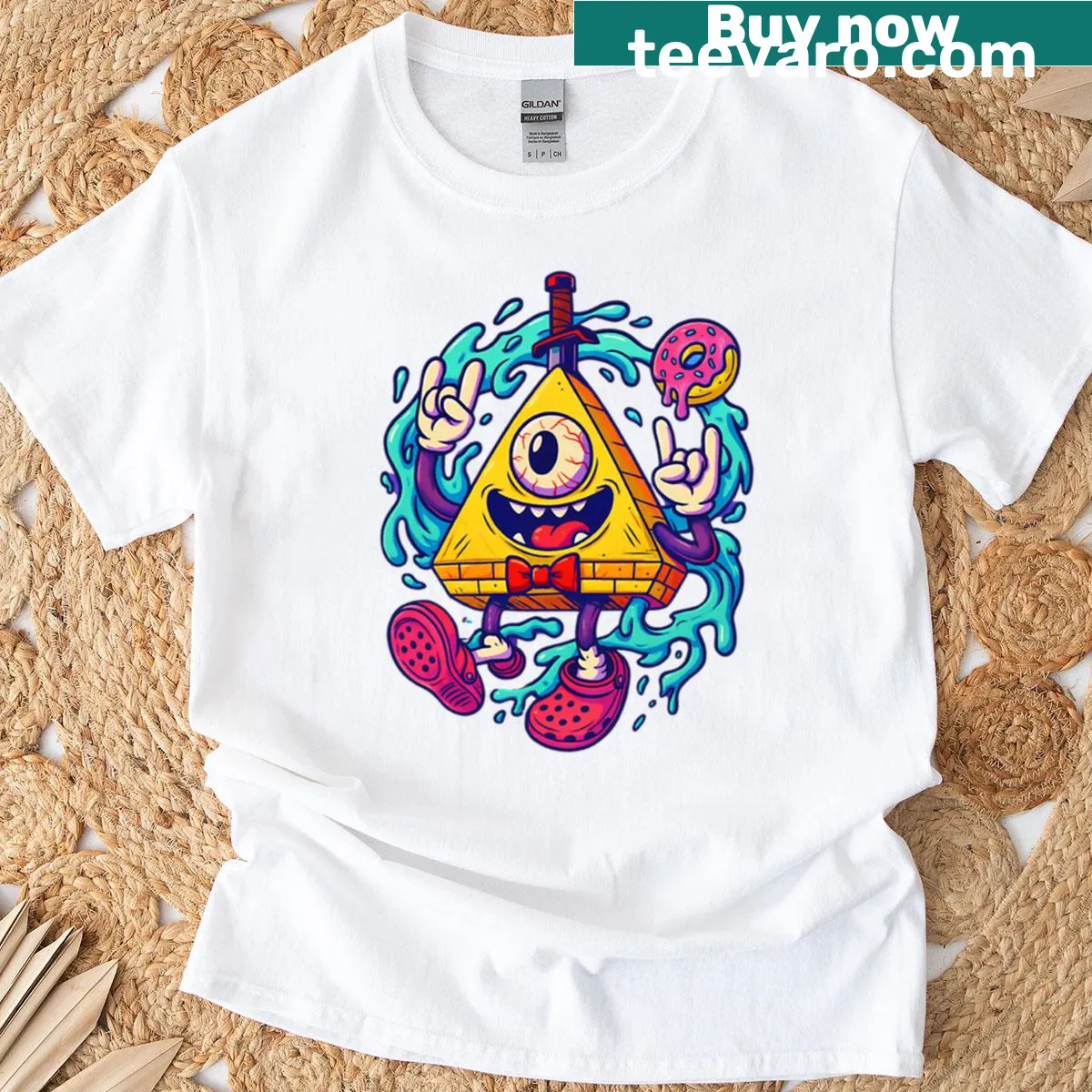 Canvas print featuring psychedelic cartoon cats in a whimsical design — on a men's t-shirt