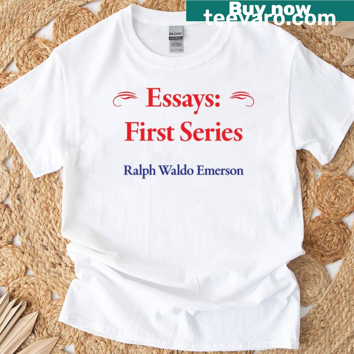 Literature t-shirt featuring Ralph Waldo Emerson's essays — on a men's t-shirt