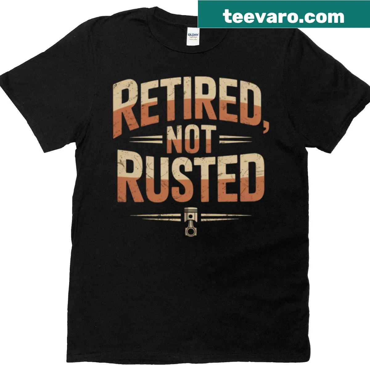 Funny mechanic retirement T-shirt with bold typography — on a men's t-shirt