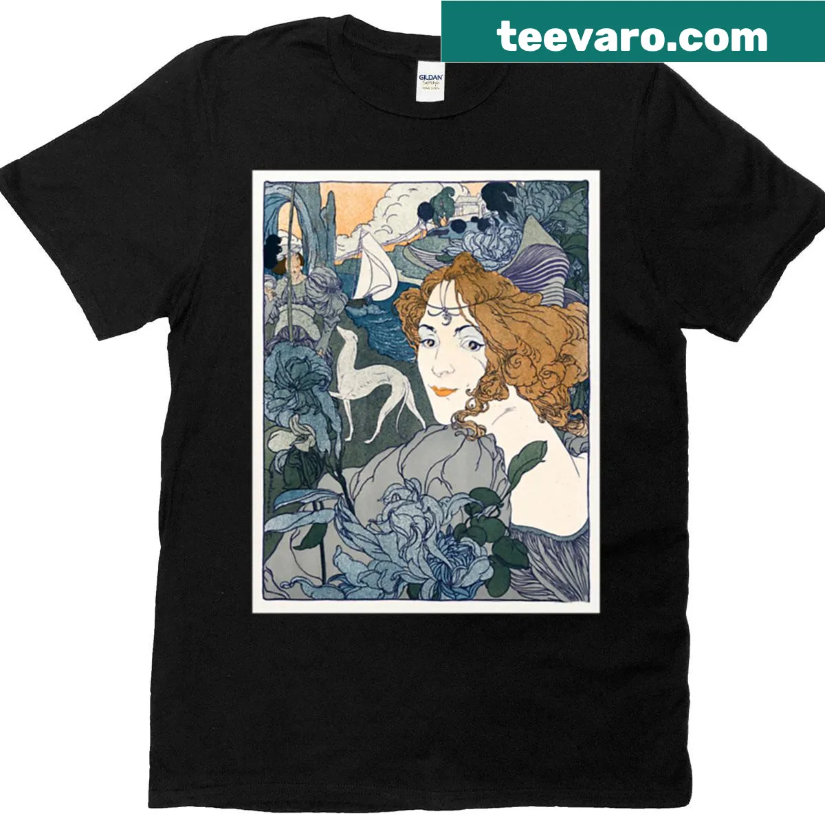 Art nouveau design featuring Georges De Feure's work on T-shirt — on a men's t-shirt