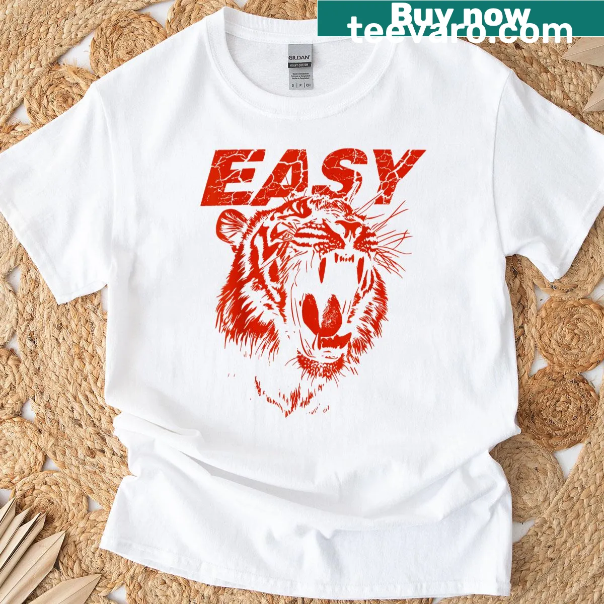 Vintage distressed tiger graphic t-shirt — on a men's t-shirt