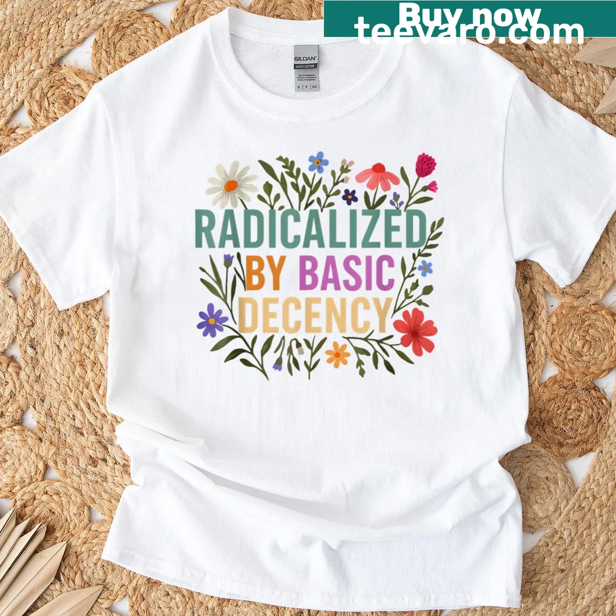 Vintage floral design t-shirt with a message of kindness — on a men's t-shirt