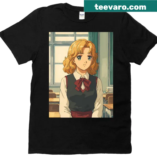 Retro anime graphic tee representing study hall energy.
