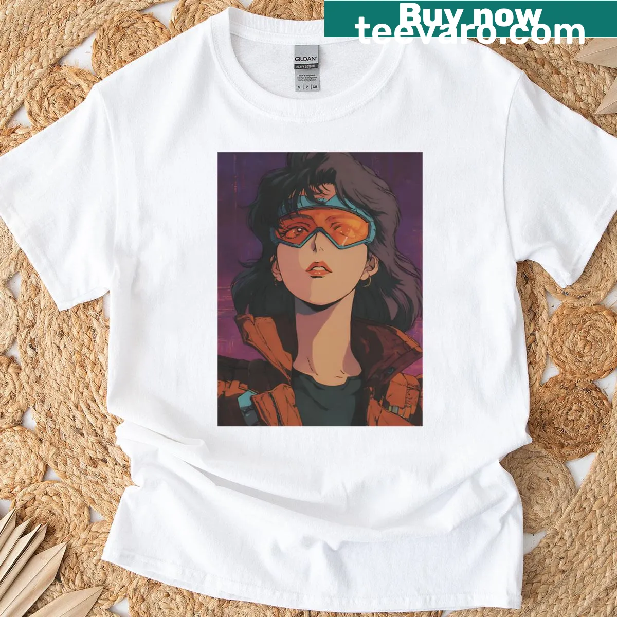 Retro sci-fi anime t-shirt with a nostalgic cosmic scene — on a men's t-shirt