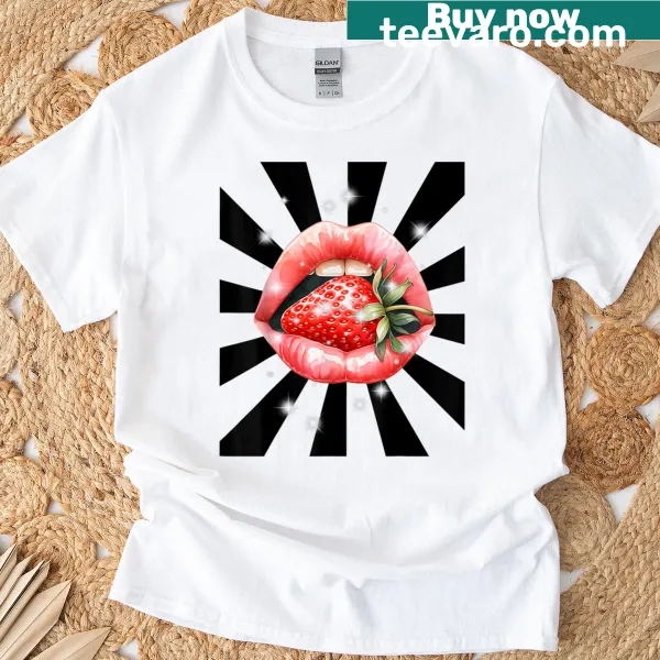 Vintage-inspired t-shirt with playful retro strawberry graphic