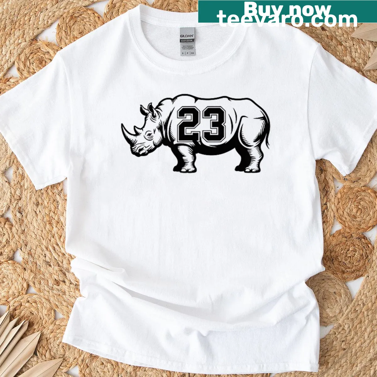 Bold t-shirt featuring a rhino graphic for wildlife enthusiasts — on a men's t-shirt