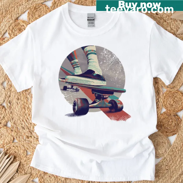 Playful t-shirt featuring a dynamic street riding graphic