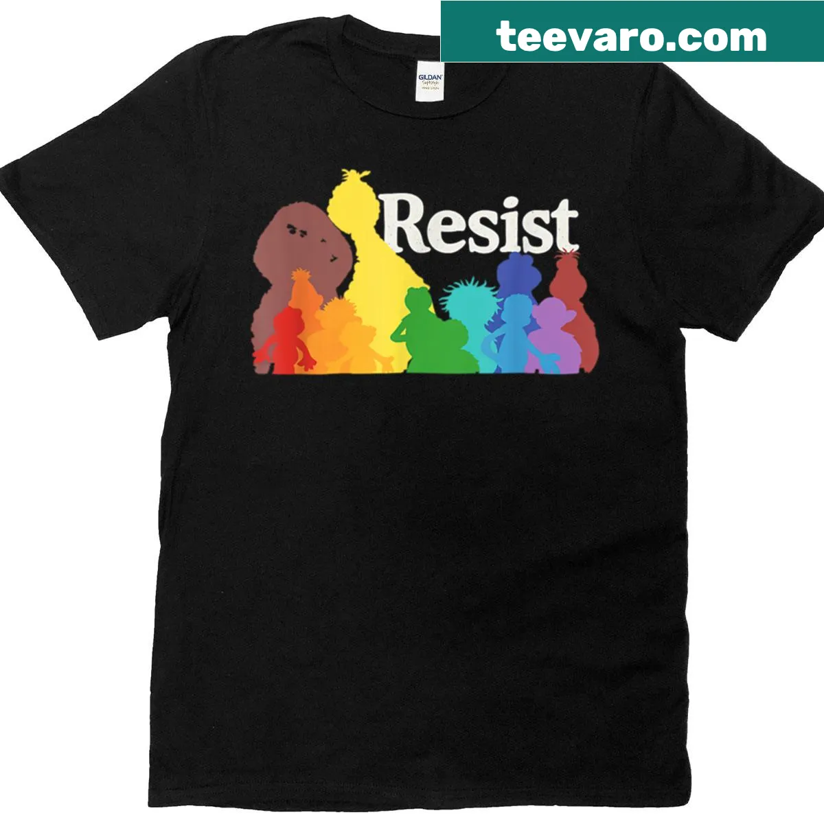 Equality support graphic t-shirt with rainbow character design — on a men's t-shirt