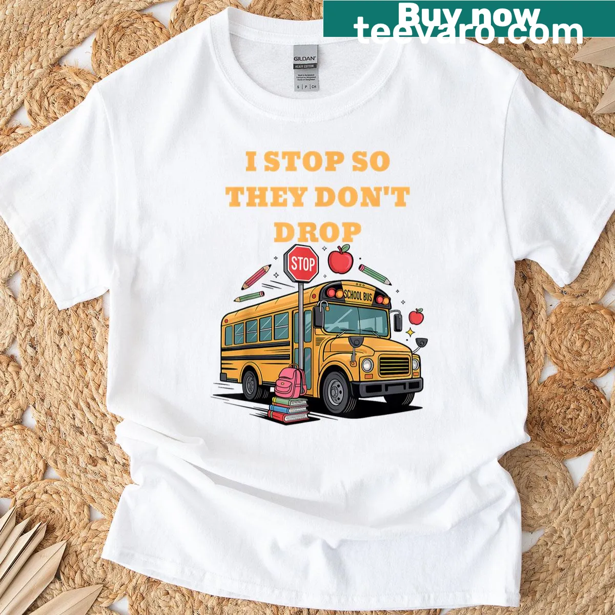 Funny T-shirt for school bus drivers with humorous text — on a men's t-shirt