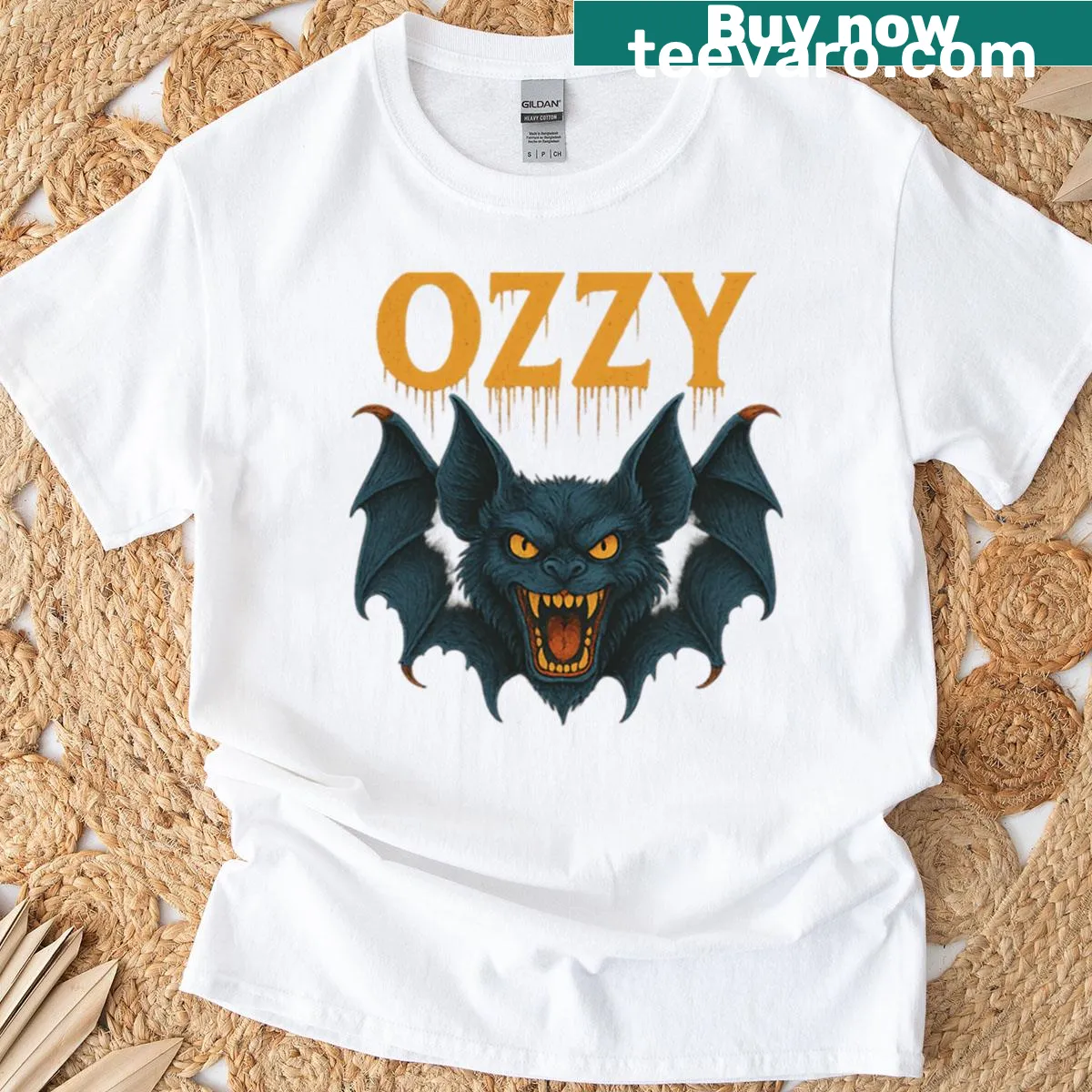 Heavy metal tribute t-shirt with a screaming bat graphic — on a men's t-shirt