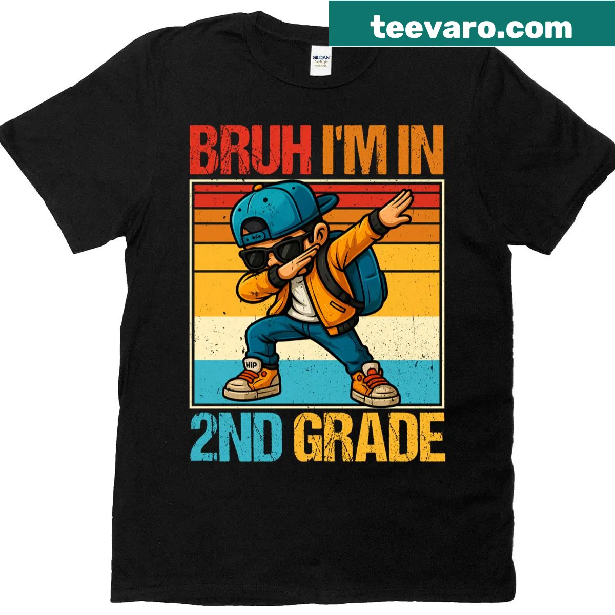 Dabbing boy graphic with text 'Bruh, I'm in 2nd Grade' — on a men's t-shirt