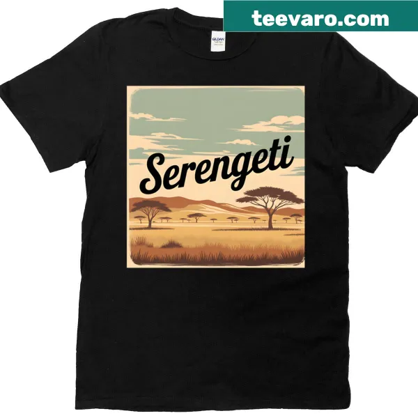 Oversized t-shirt featuring a Serengeti National Park travel poster