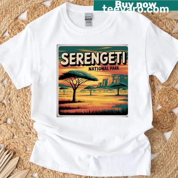 Serengeti National Park tribute t-shirt with travel poster design