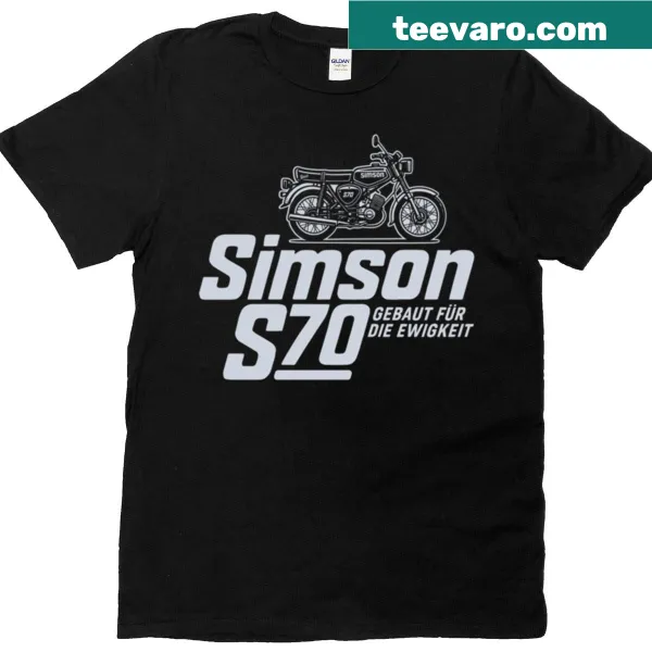 T-shirt featuring an illustration of the classic Simson S70 motorbike