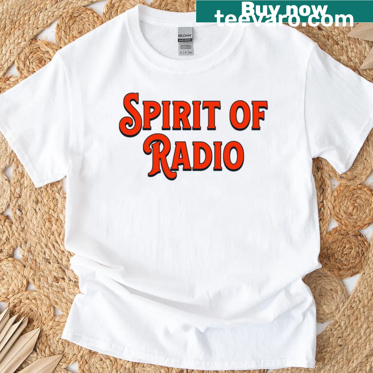 Spirit Of Radio Rush t-shirt with bold typography — on a men's t-shirt